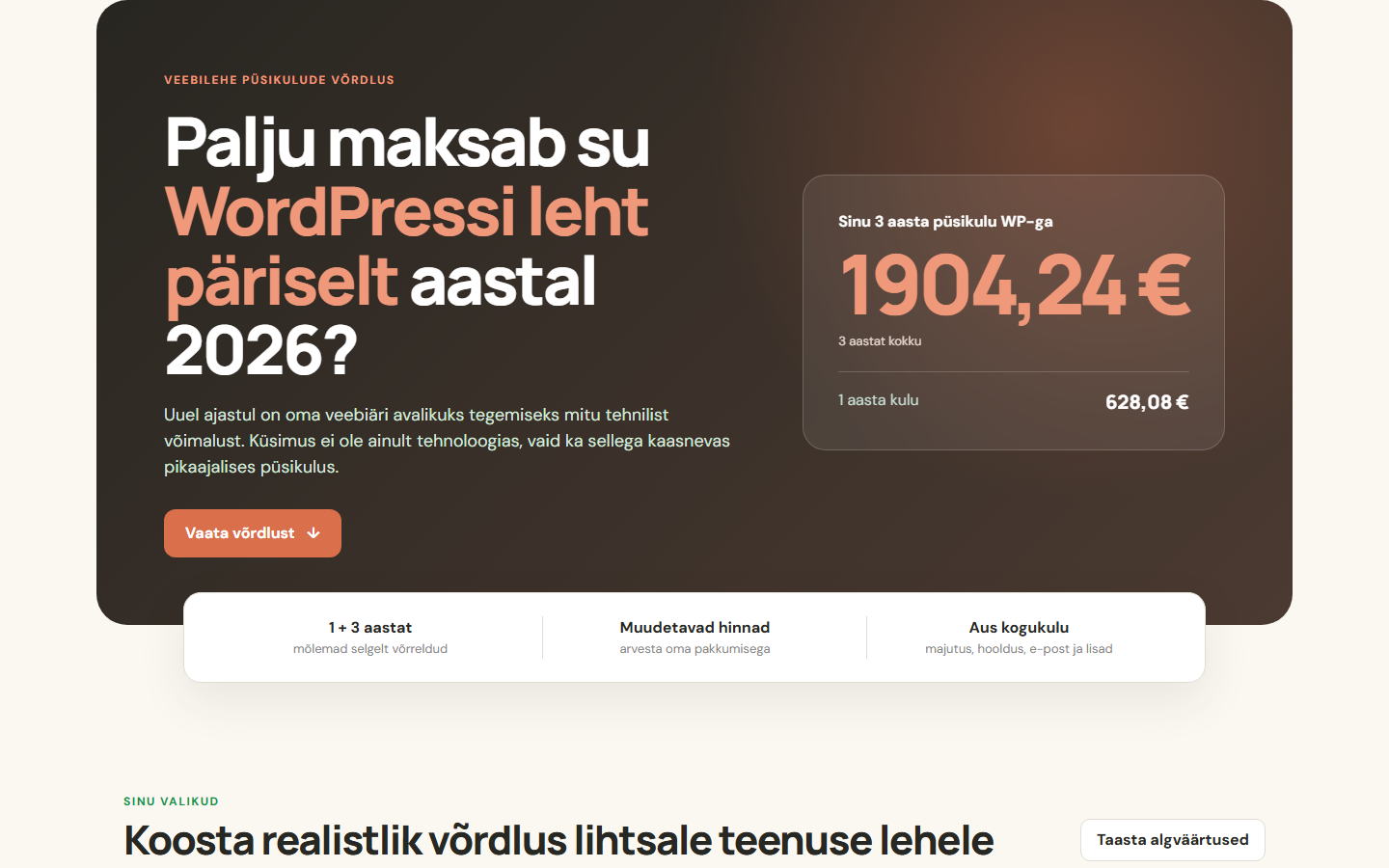 Veebimajutuse hinnavõrdluse kalkulaator